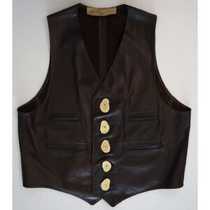 Walter Dyer Men's Sz 44 US L Brown Vintage Handmade Leather Vest *One Of A Kind*